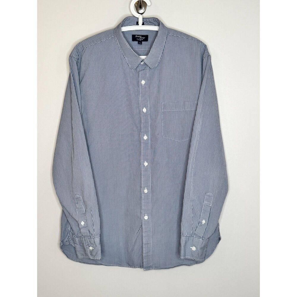 J.Crew Thompson Shirtings XL Blue Check Button Down Preppy Classic Office Shirt - Picture 2 of 6